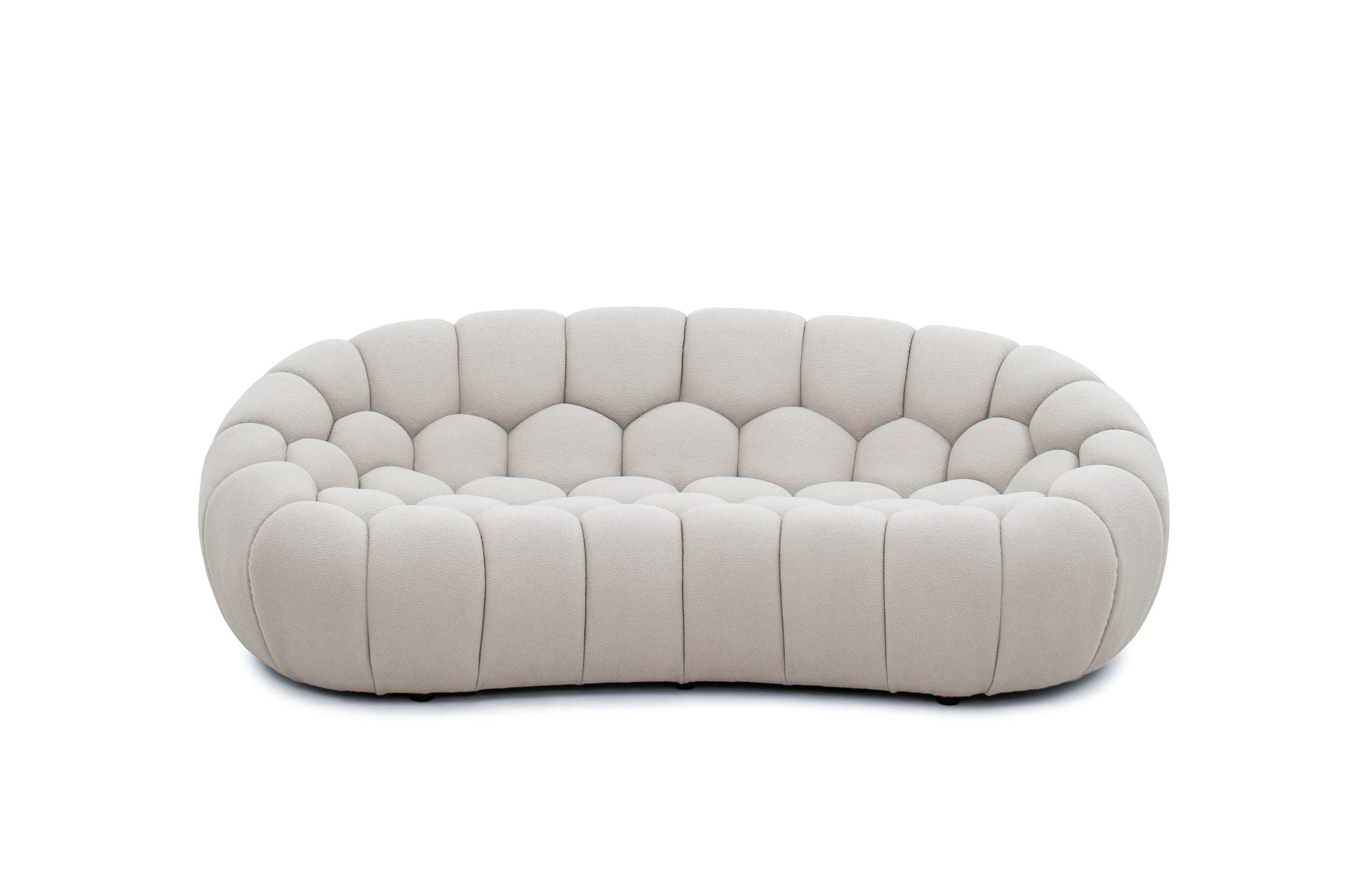 Divani Casa Yolonda - Modern Curved Beige Fabric Loveseat