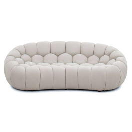 Yolonda - Modern Curved Beige Fabric Loveseat