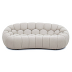 Yolonda - Modern Curved Beige Fabric Loveseat