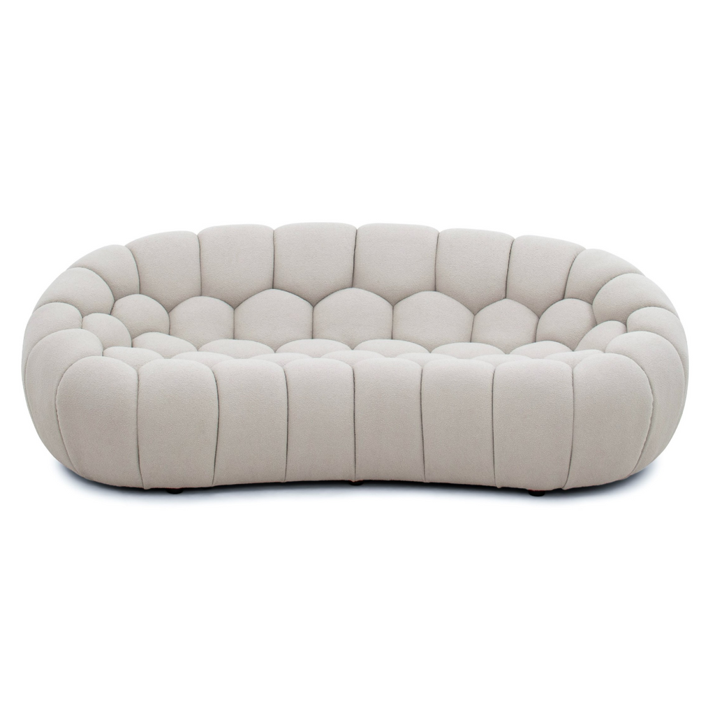 Yolonda - Modern Curved Beige Fabric Loveseat
