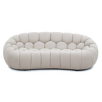 Yolonda - Modern Curved Beige Fabric Loveseat
