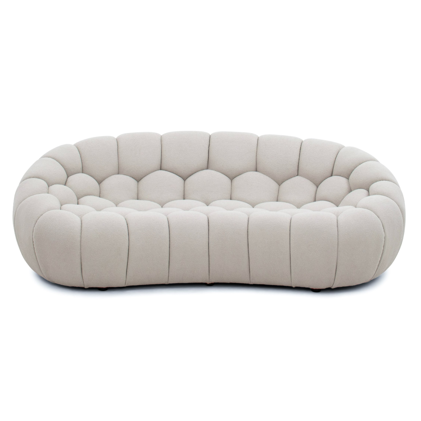 Yolonda - Modern Curved Beige Fabric Loveseat