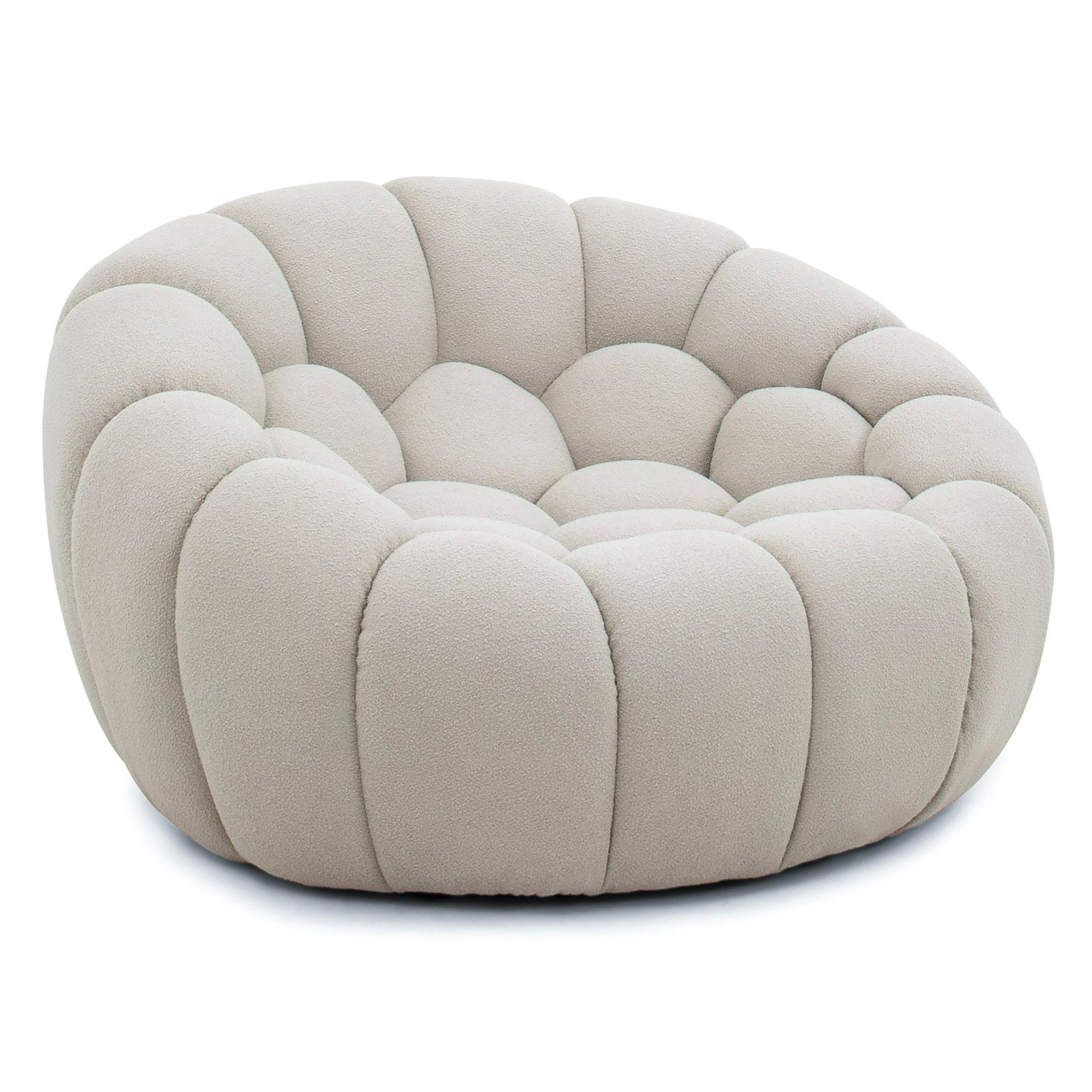 Yolonda - Modern Curved Beige Fabric Sofa Set