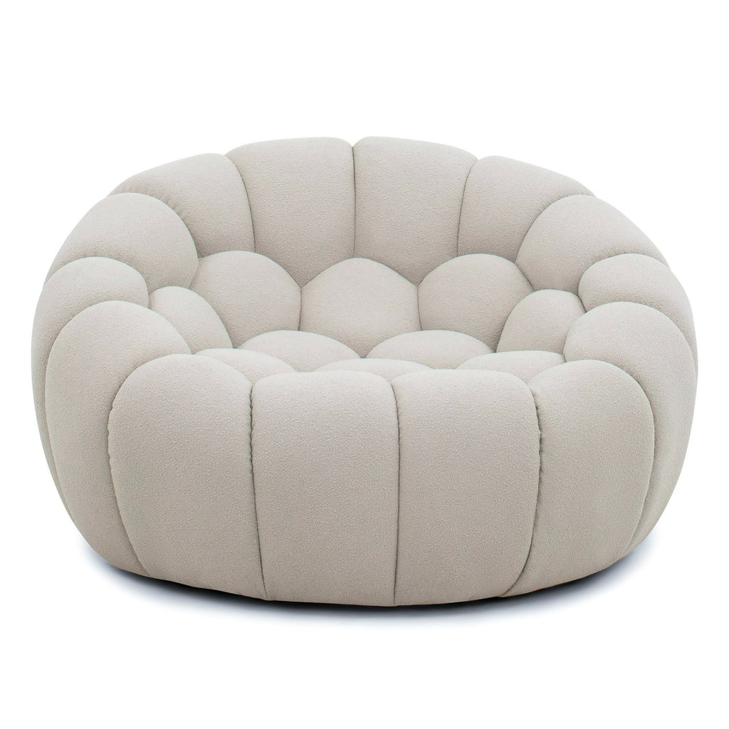 Yolonda - Modern Curved Beige Fabric Chair