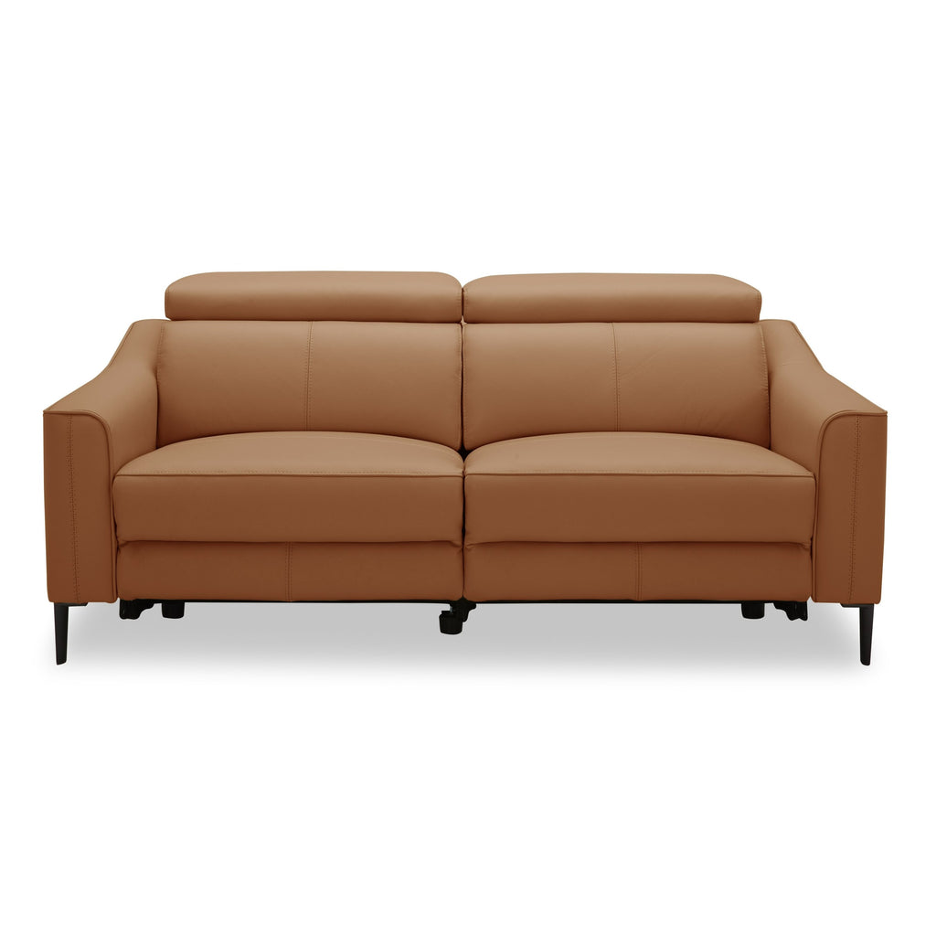 Eden - Modern Camel Leather Sofa With 2 Recliners