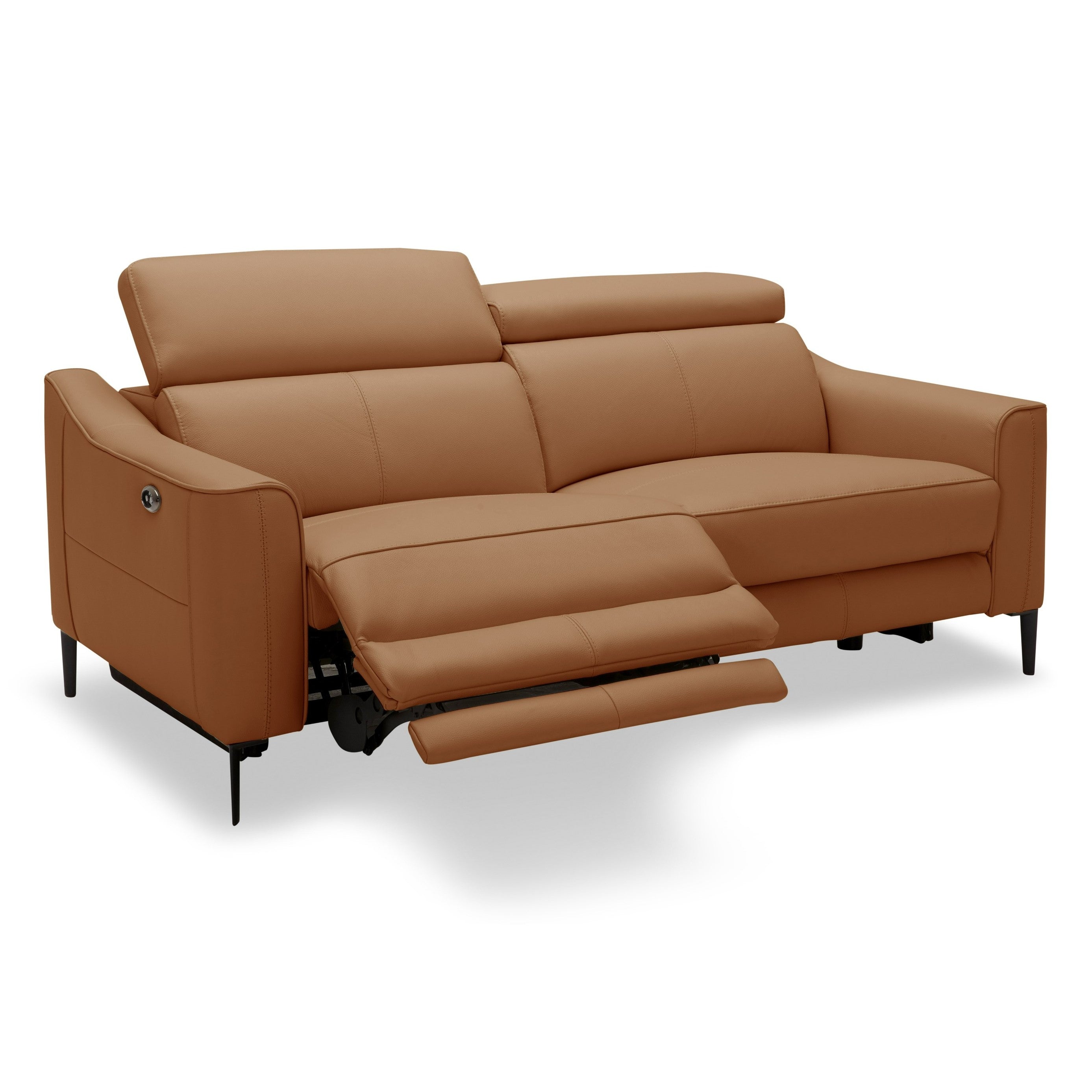 Eden - Modern Camel Leather Loveseat With 2 Recliners