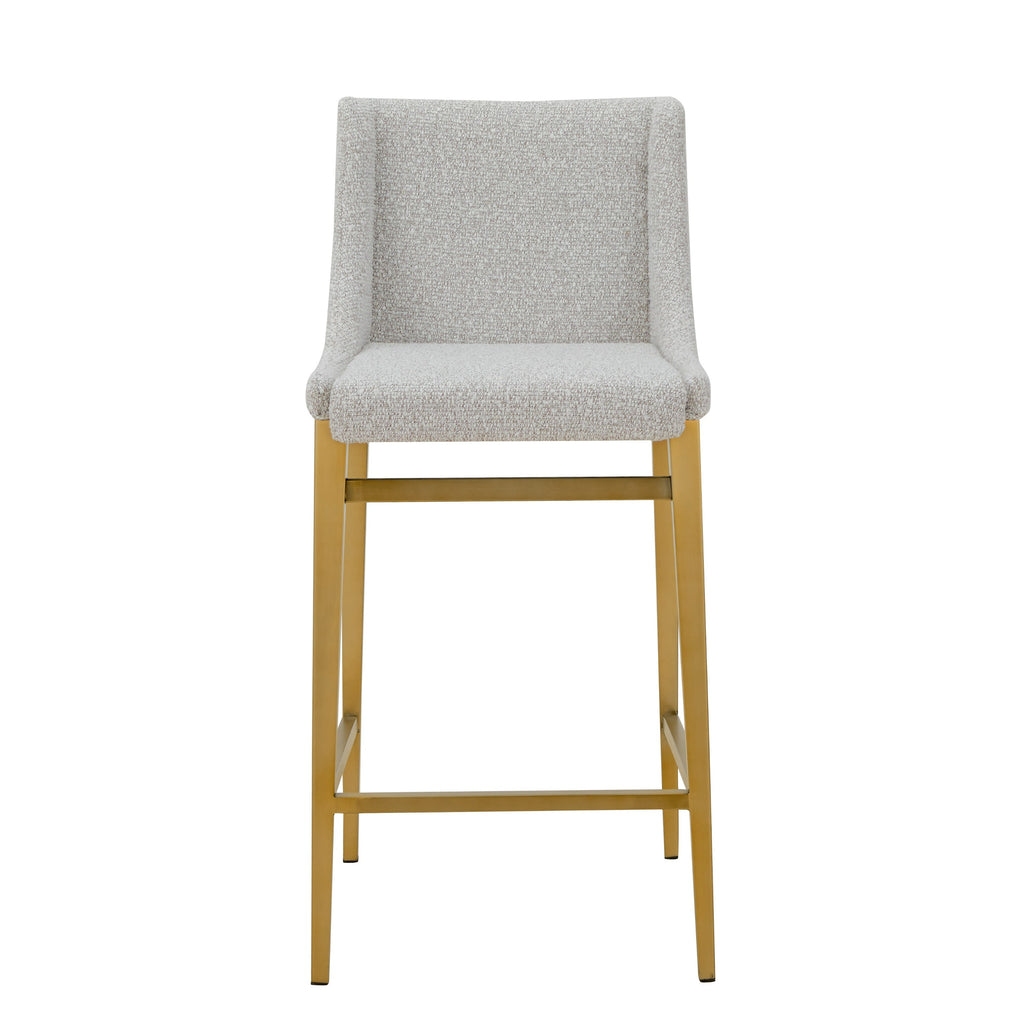 Mimi - Modern Light Grey Fabric + Antique Brass Counter Stool (Set of 2)