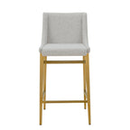 Mimi - Modern Light Grey Fabric + Antique Brass Counter Stool (Set of 2)