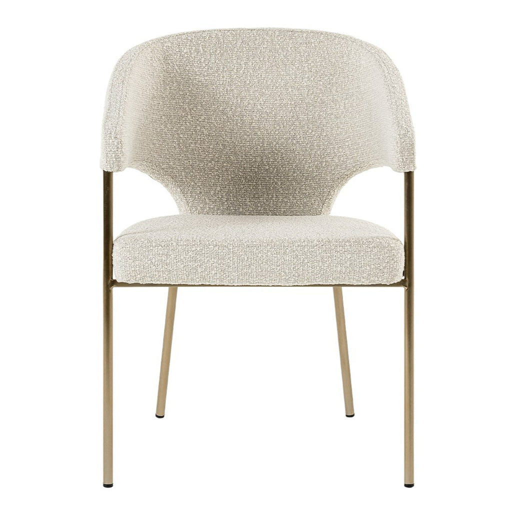 Claudine - Modern Light Grey Fabric & Antique Brass Dining Chair
