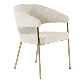 Claudine - Modern Light Grey Fabric & Antique Brass Dining Chair