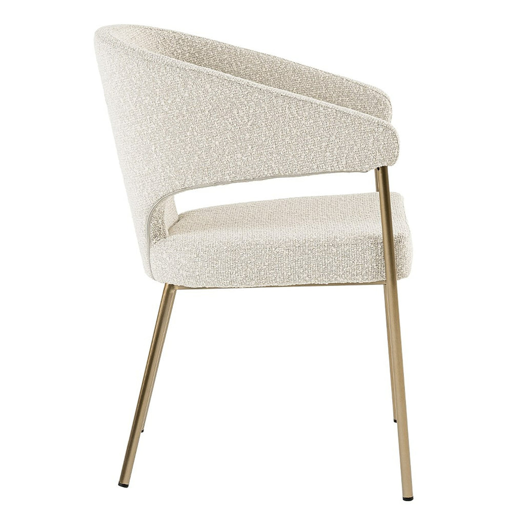 Claudine - Modern Light Grey Fabric & Antique Brass Dining Chair