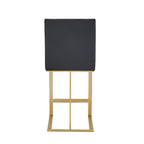 Frankie - Modern Dark Grey Vegan Lether + Antique Brass Counter Stool