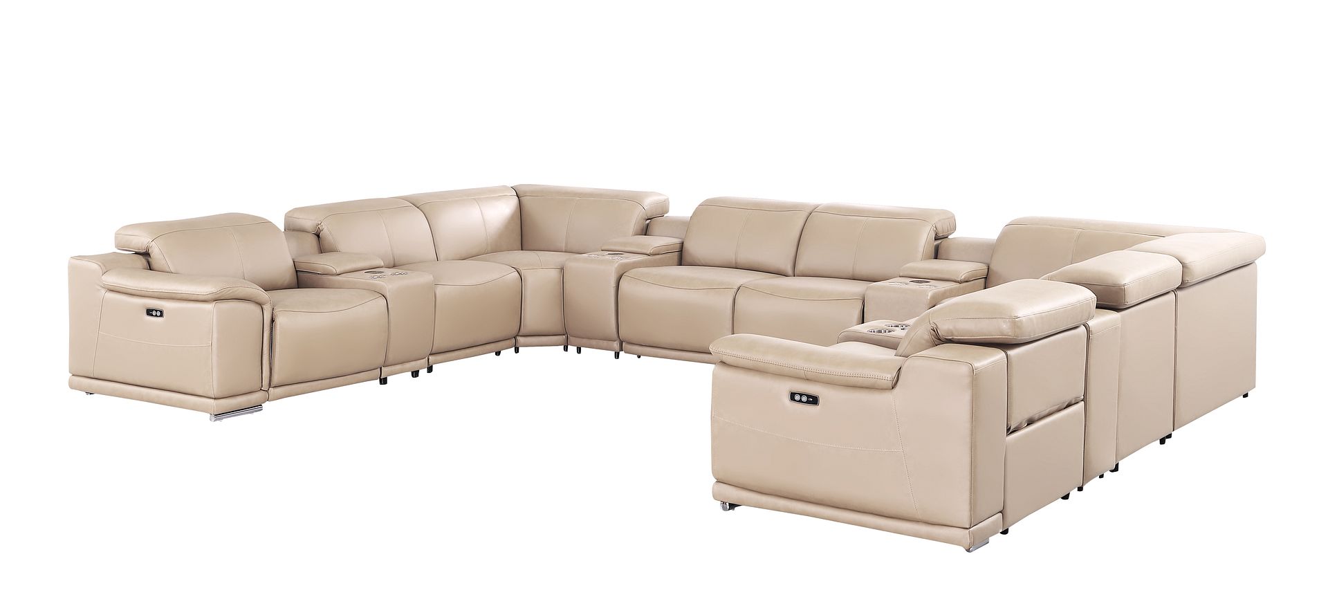 2679 12-Piece U-Shaped Power Reclining Sectional Sofa in Genuine Leather - 4 Recliners