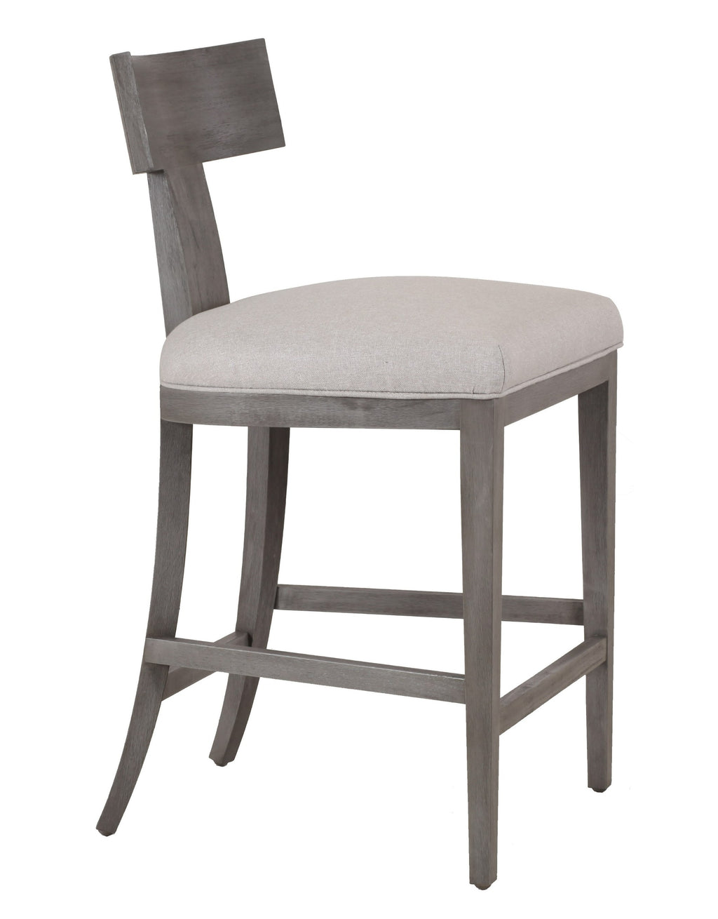 Fabien - Mid-Century Modern Beige Linen + Grey Wash Counter Chair