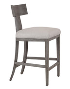 Fabien - Mid-Century Modern Beige Linen + Grey Wash Counter Chair