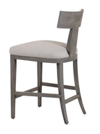 Fabien - Mid-Century Modern Beige Linen + Grey Wash Counter Chair