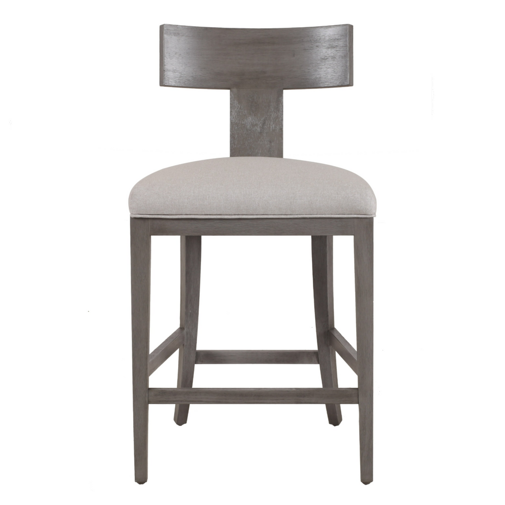 Fabien - Mid-Century Modern Beige Linen + Grey Wash Counter Chair