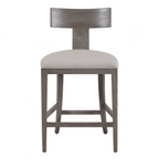 Fabien - Mid-Century Modern Beige Linen + Grey Wash Counter Chair