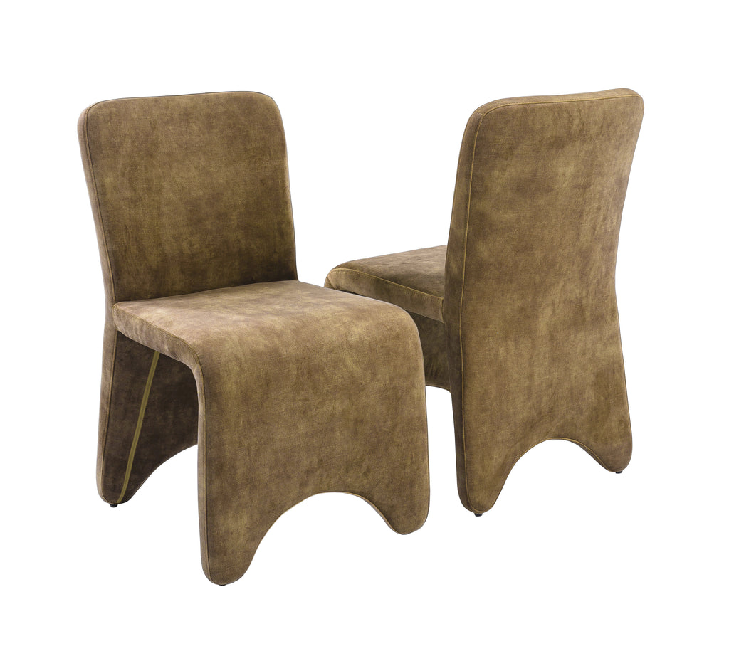 Ditka - Modern Camel Velvet Dining Chair (Set of 2)