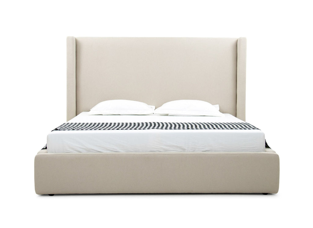 Queen Byrne - Modern Beige Fabric Bed - Modern Beige Fabric Bed