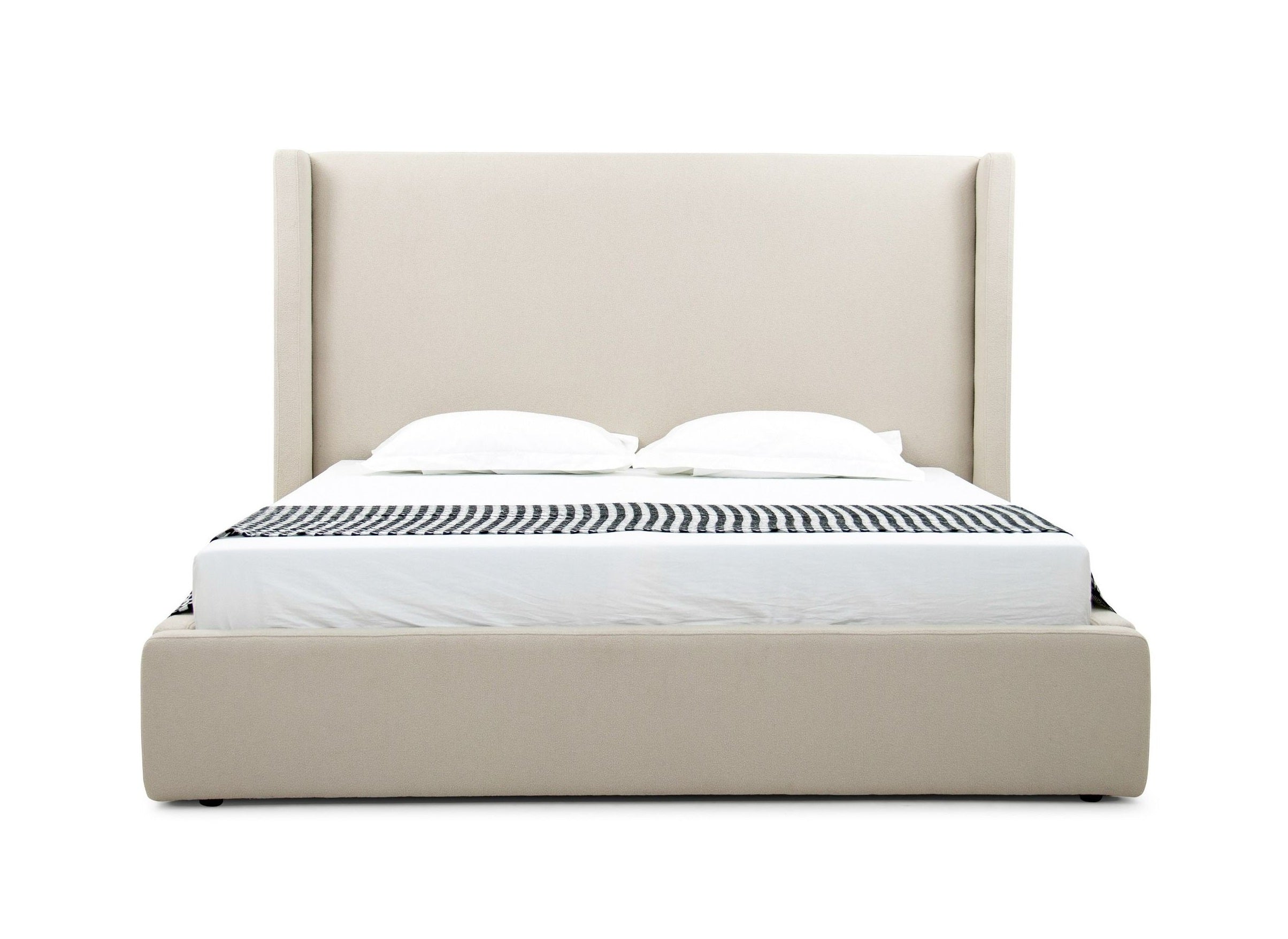 Queen Byrne - Modern Beige Fabric Bed - Modern Beige Fabric Bed