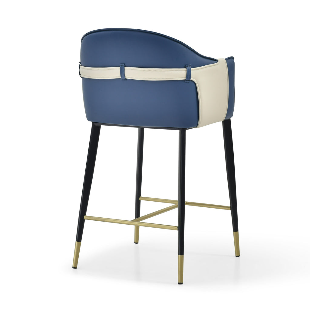 Calderon - Modern Blue & Beige Vegan Leather Counter Chair