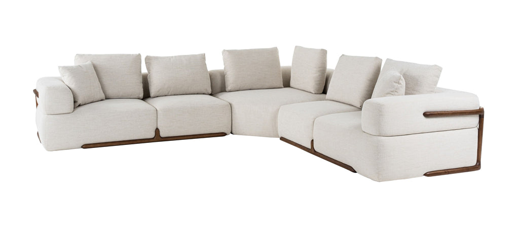 Simone - Modern Off-White Fabric Sectional Sofa
