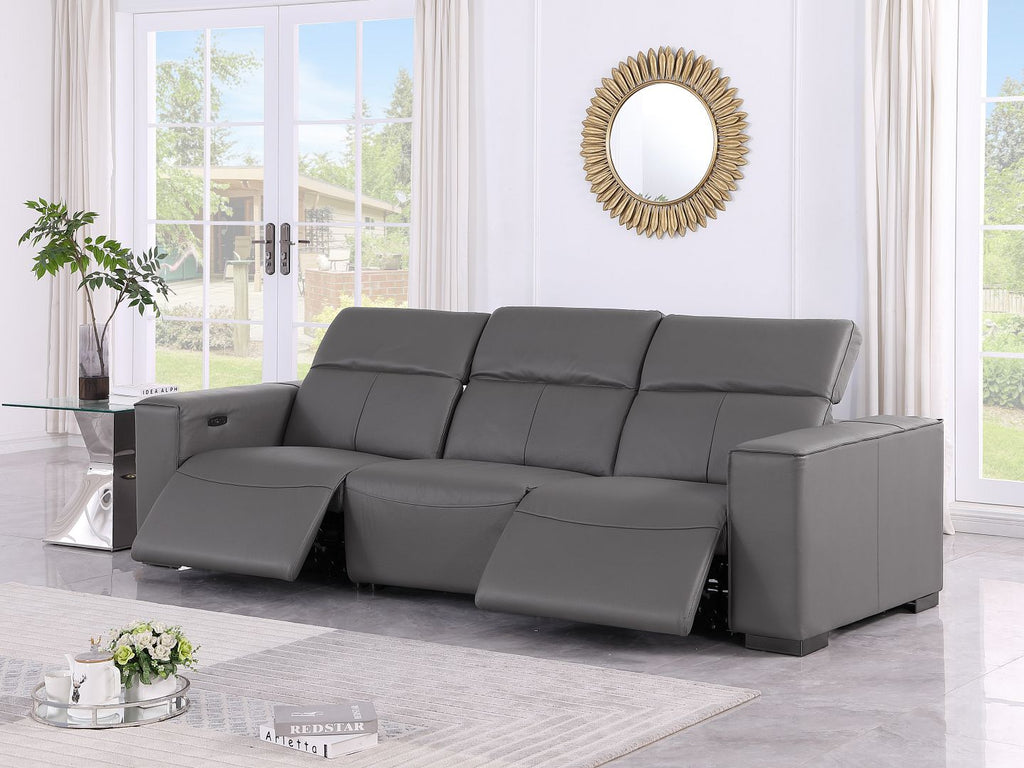 1208 Genuine Leather Triple Power Reclining Sofa