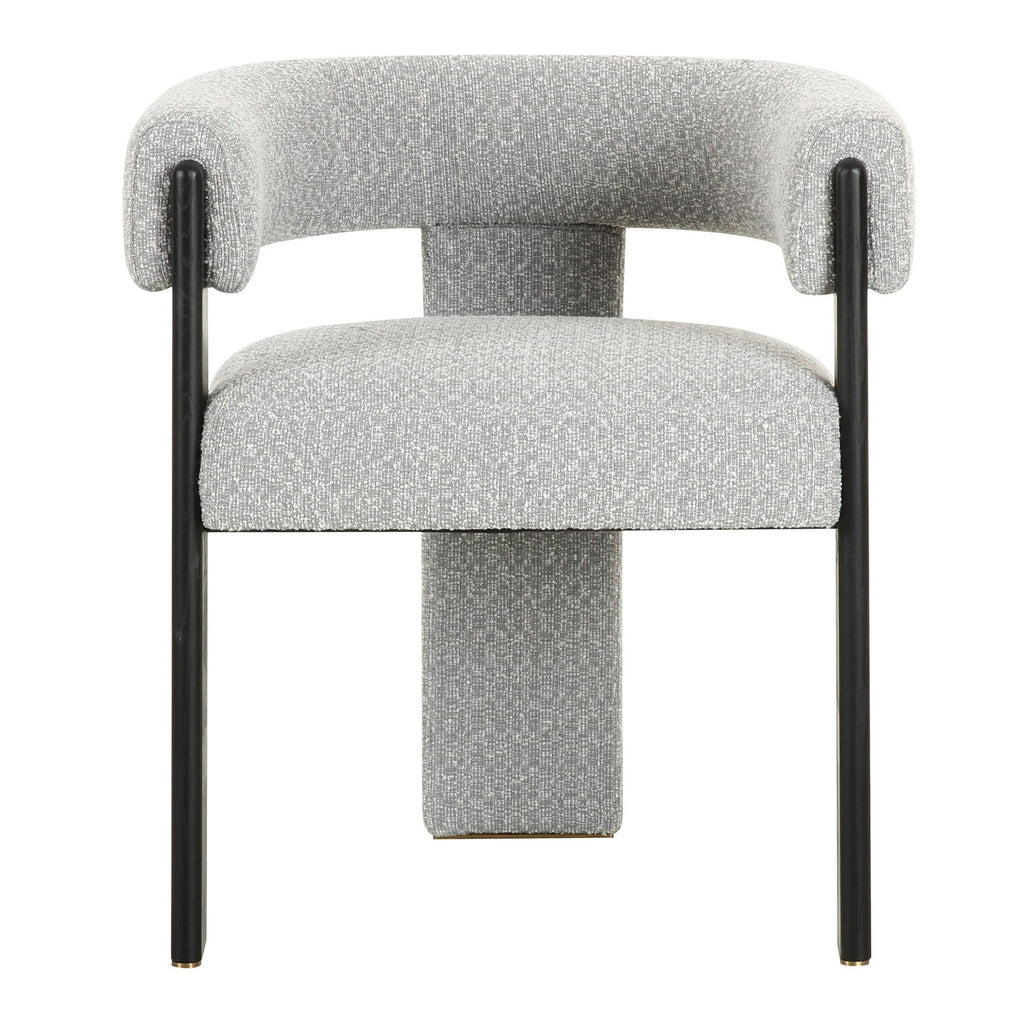 Kenmare - Modern Light Grey Fabric + Black Dining Chair