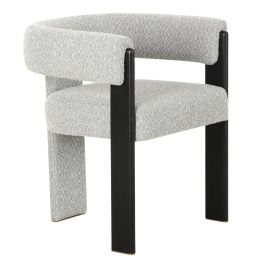 Kenmare - Modern Light Grey Fabric + Black Dining Chair