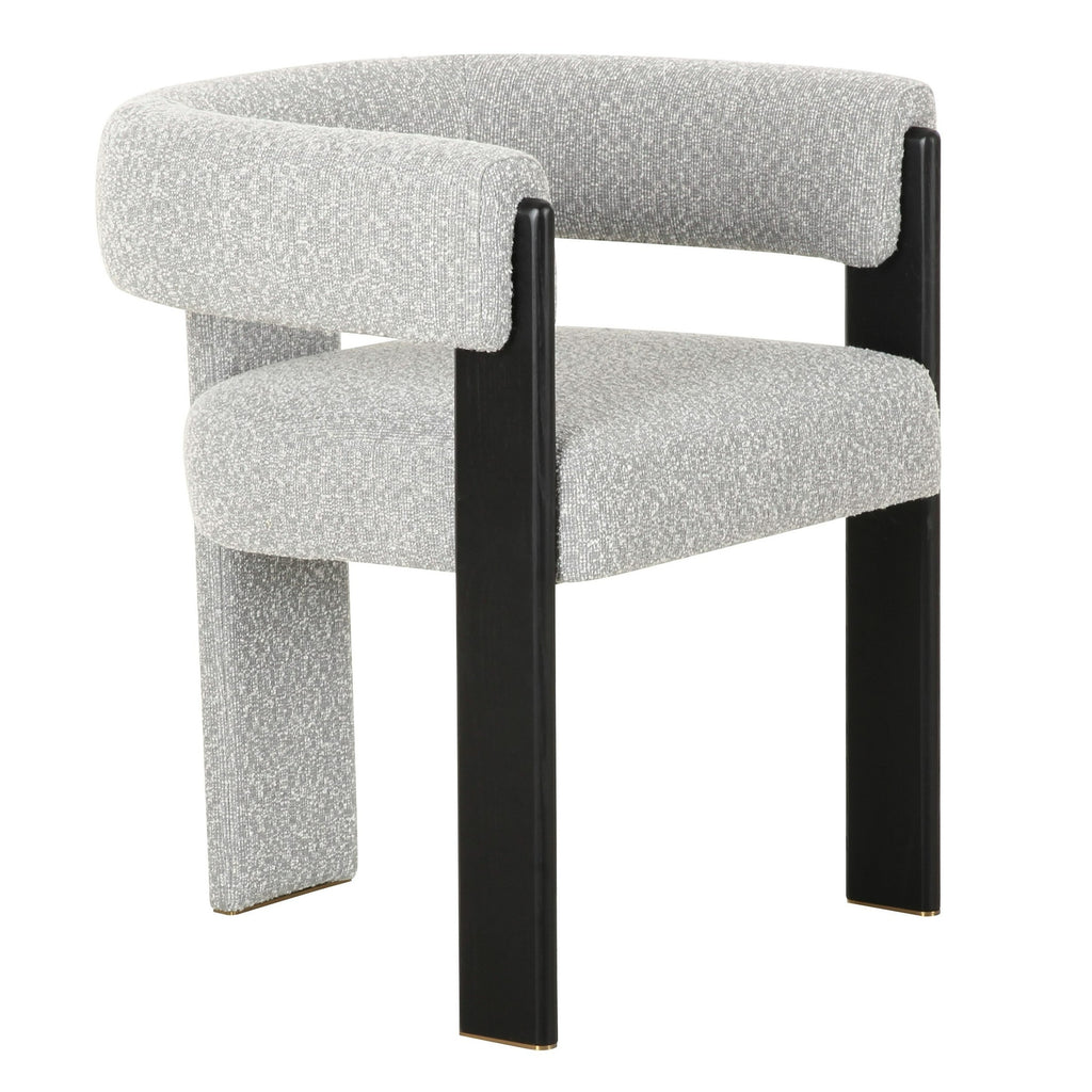 Kenmare - Modern Light Grey Fabric + Black Dining Chair