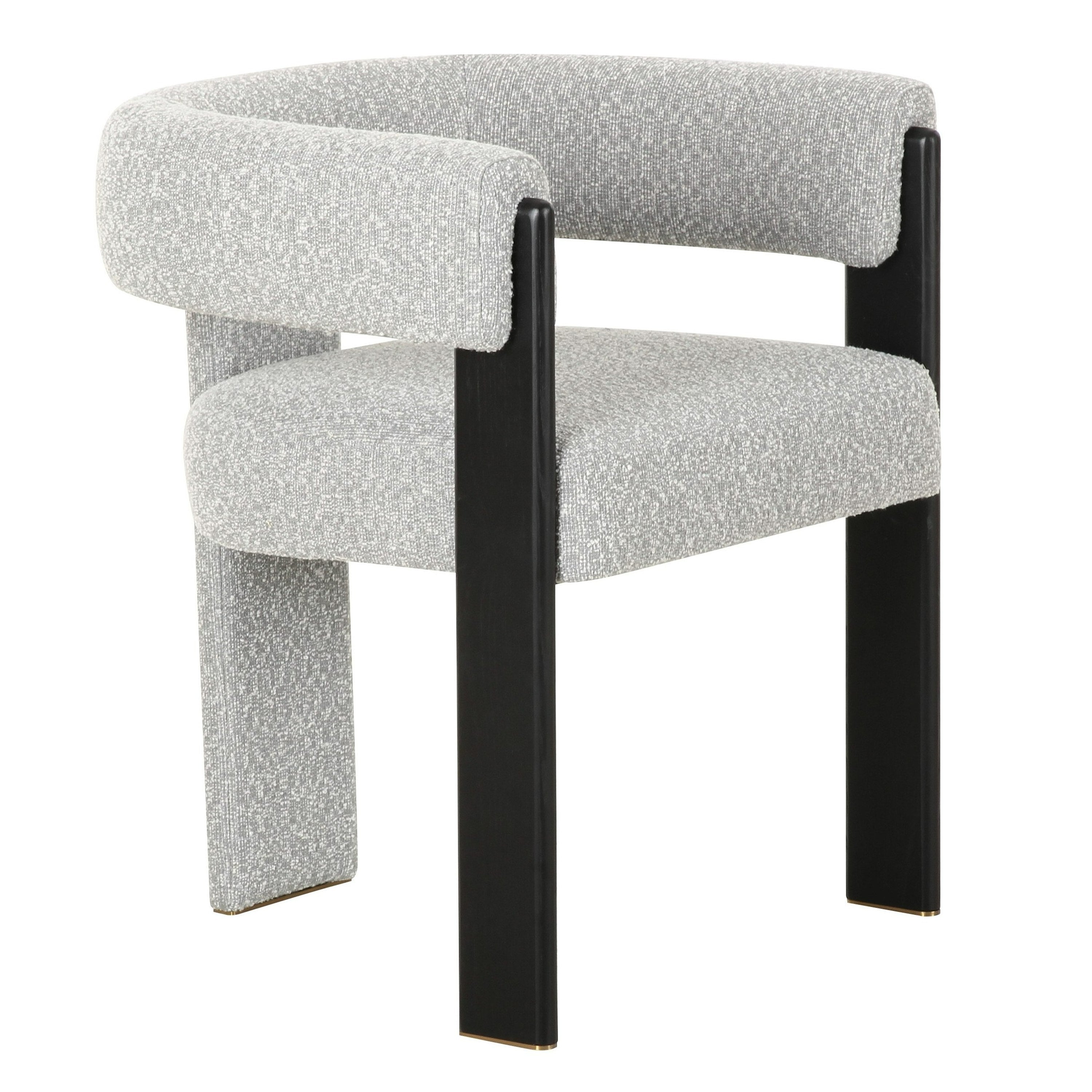 Kenmare - Modern Light Grey Fabric + Black Dining Chair