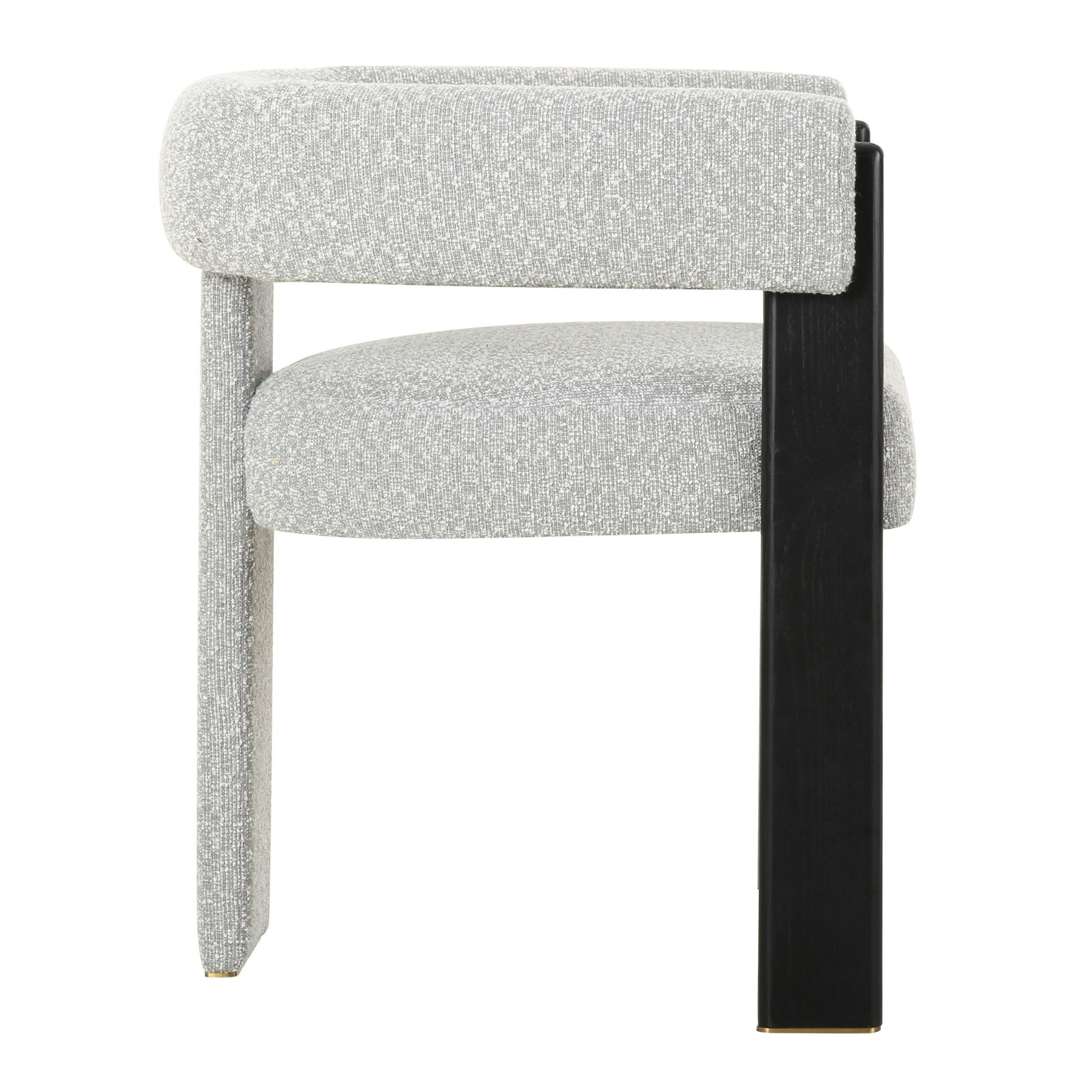 Kenmare - Modern Light Grey Fabric + Black Dining Chair
