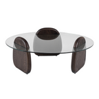 Buxton - Mid-Century Modern Glass + Dark Walnut Coffee Table