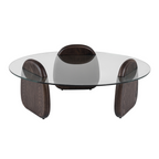 Buxton - Mid-Century Modern Glass + Dark Walnut Coffee Table