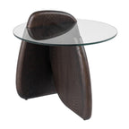Buxton - Mid-Century Modern Glass + Dark Walnut End Table