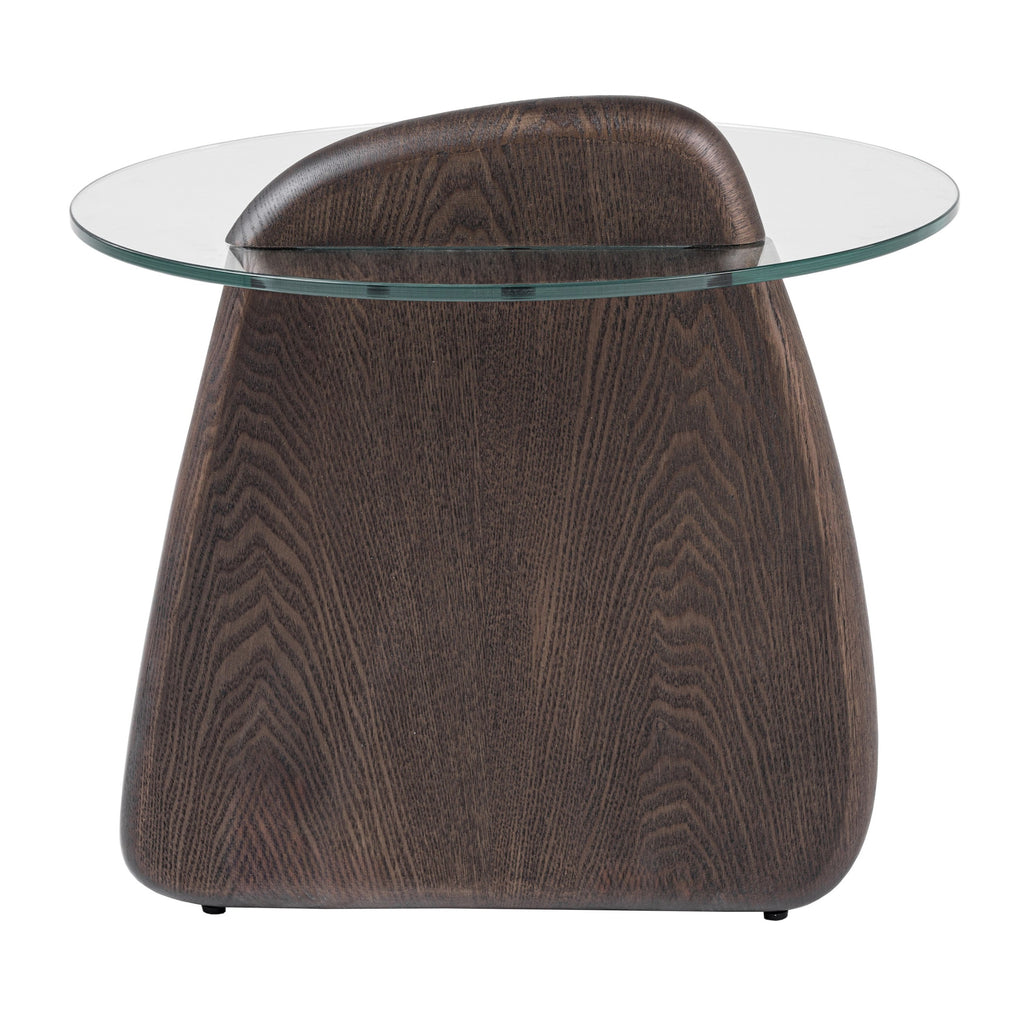Buxton - Mid-Century Modern Glass + Dark Walnut End Table
