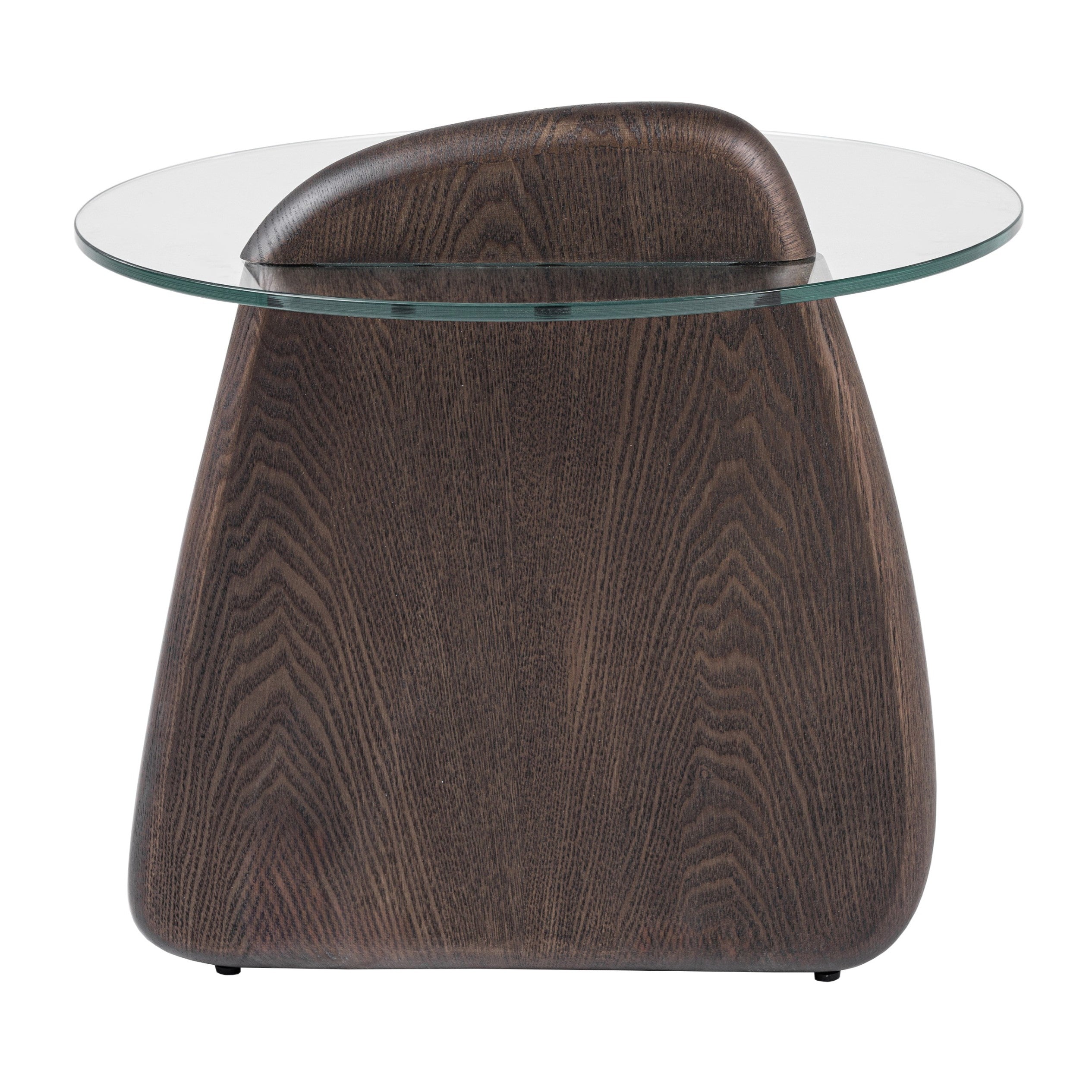 Buxton - Mid-Century Modern Glass + Dark Walnut End Table