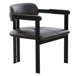 Aneta - Modern Dark Brown Leather + Black Dining Chair