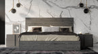 Full Lucia - Italian Modern Matte Grey / Elm Grey Bed + 2 Nightstands Set - Italian Modern Matte Grey / Elm Grey Bed + 2 Nightstands Set