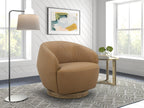 Agatha - Modern Tan Leather Swivel Accent Chair