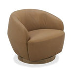 Agatha - Modern Tan Leather Swivel Accent Chair