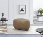 Kinsey - Modern Tan Leather Small River Rock Ottoman