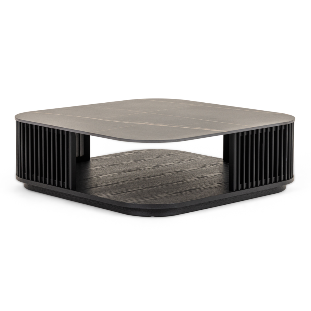 Chip - Modern Black Ceramic + Black Ash Square Coffee Table