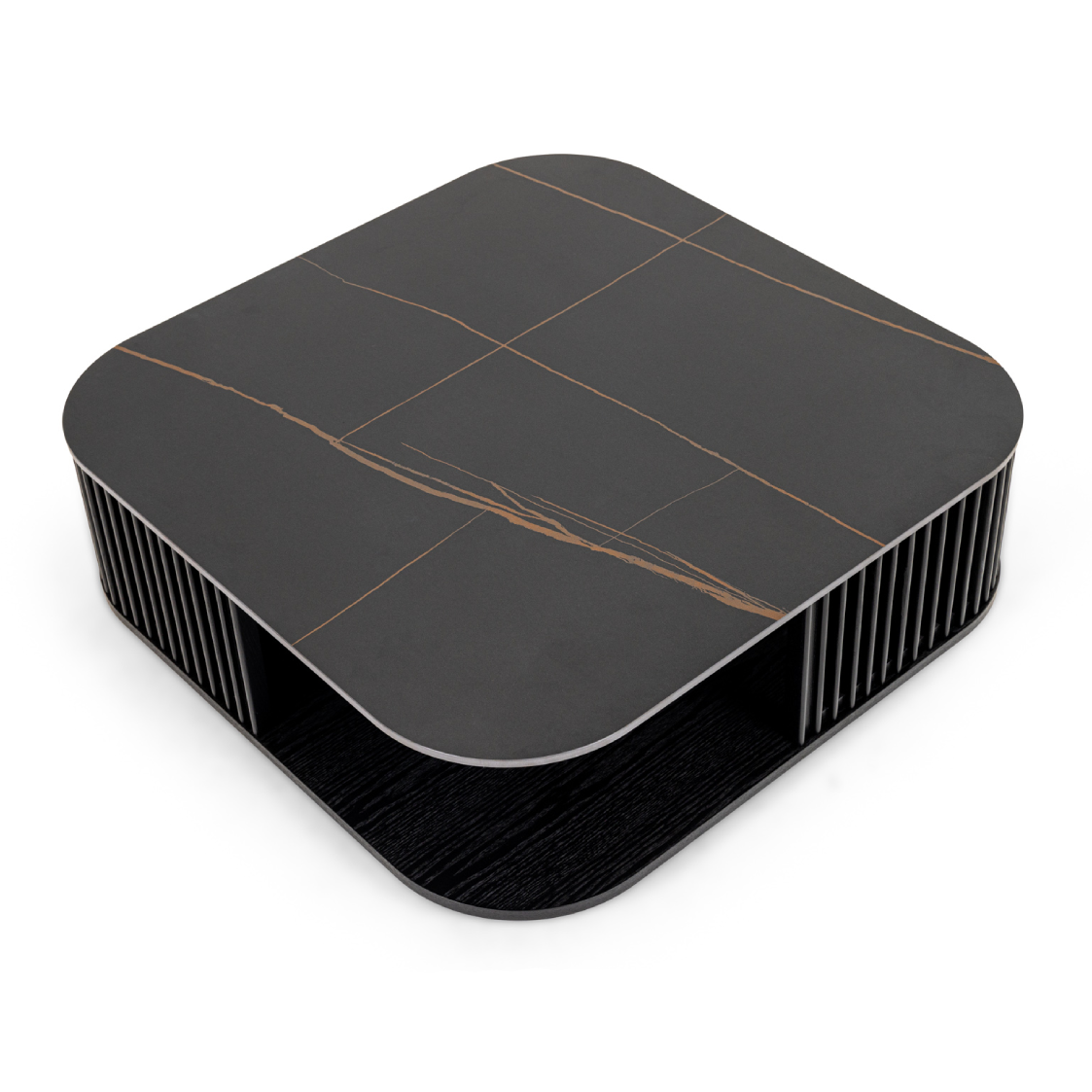 Chip - Modern Black Ceramic + Black Ash Square Coffee Table