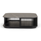 Chip - Modern Black Ceramic + Black Ash Square Coffee Table