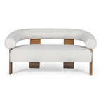 Aledo - Modern Off-White Fabric + Oak Loveseat