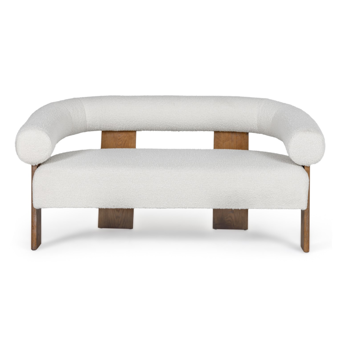 Aledo - Modern Off-White Fabric + Oak Loveseat