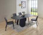 Maxine - Modern Hammered Grey Glass Rectangular Dining Table