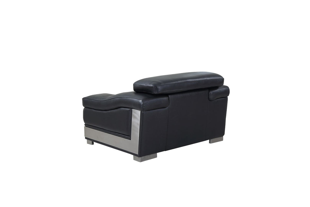 415 Divanitalia Chair with Adjustable Headrest in Top-grain Italian Leather - Black - SKU 415-CH-BLACK - view 3